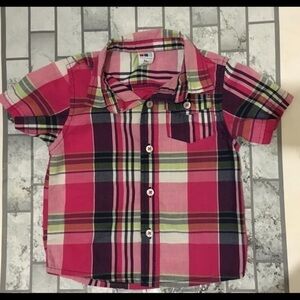 Healthtex Boys Button Up 24M Plaid Shirt